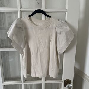Old Navy Ruffle Sleeve Shirt Tee Beige Women's Medium New